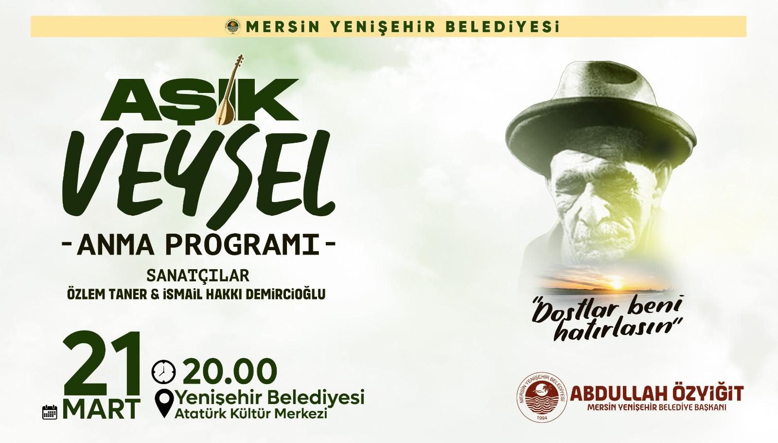 Yenişehir Belediyesi’nden Aşık Veysel’i anma programı